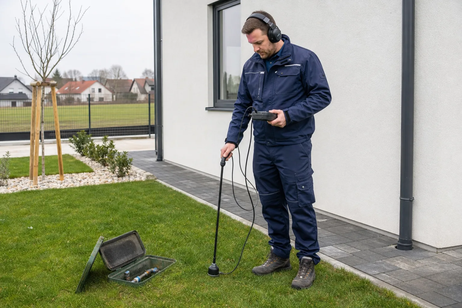 Elektroakustische Leckortung an einer Gartenleitung