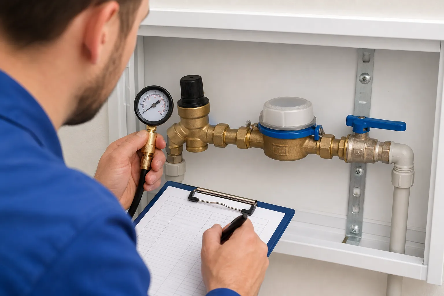 Prüfung von Wasserzähler und Druckminderer