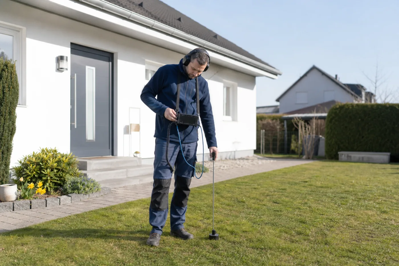 Akustische Ortung einer Gartenleitung