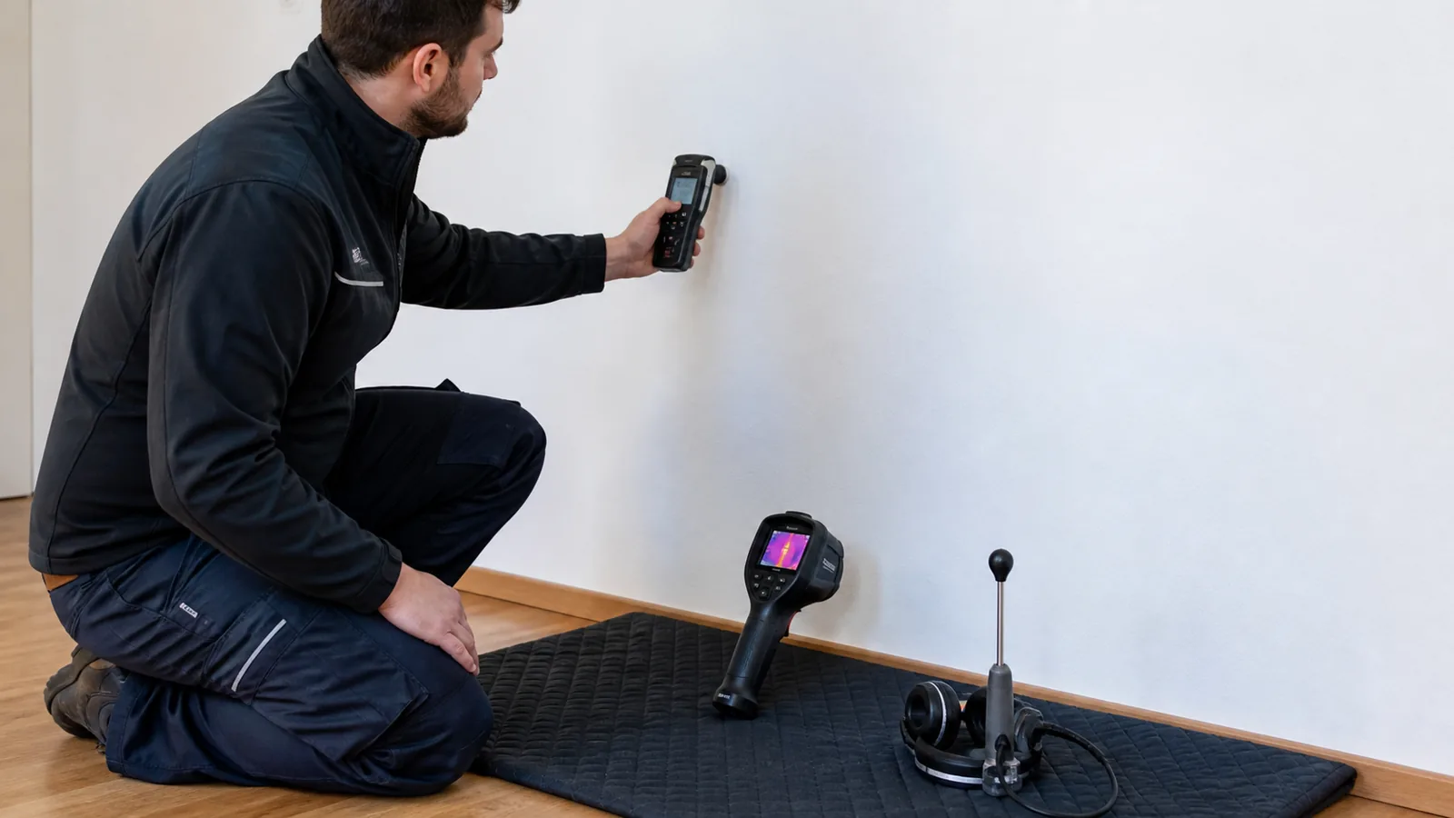 Vergleich von Feuchtemessung, Thermografie und Akustik