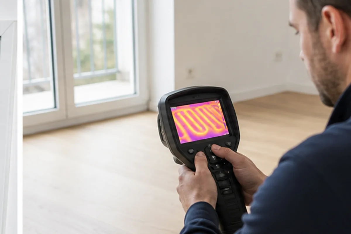 Thermografische Prüfung einer Fußbodenheizung