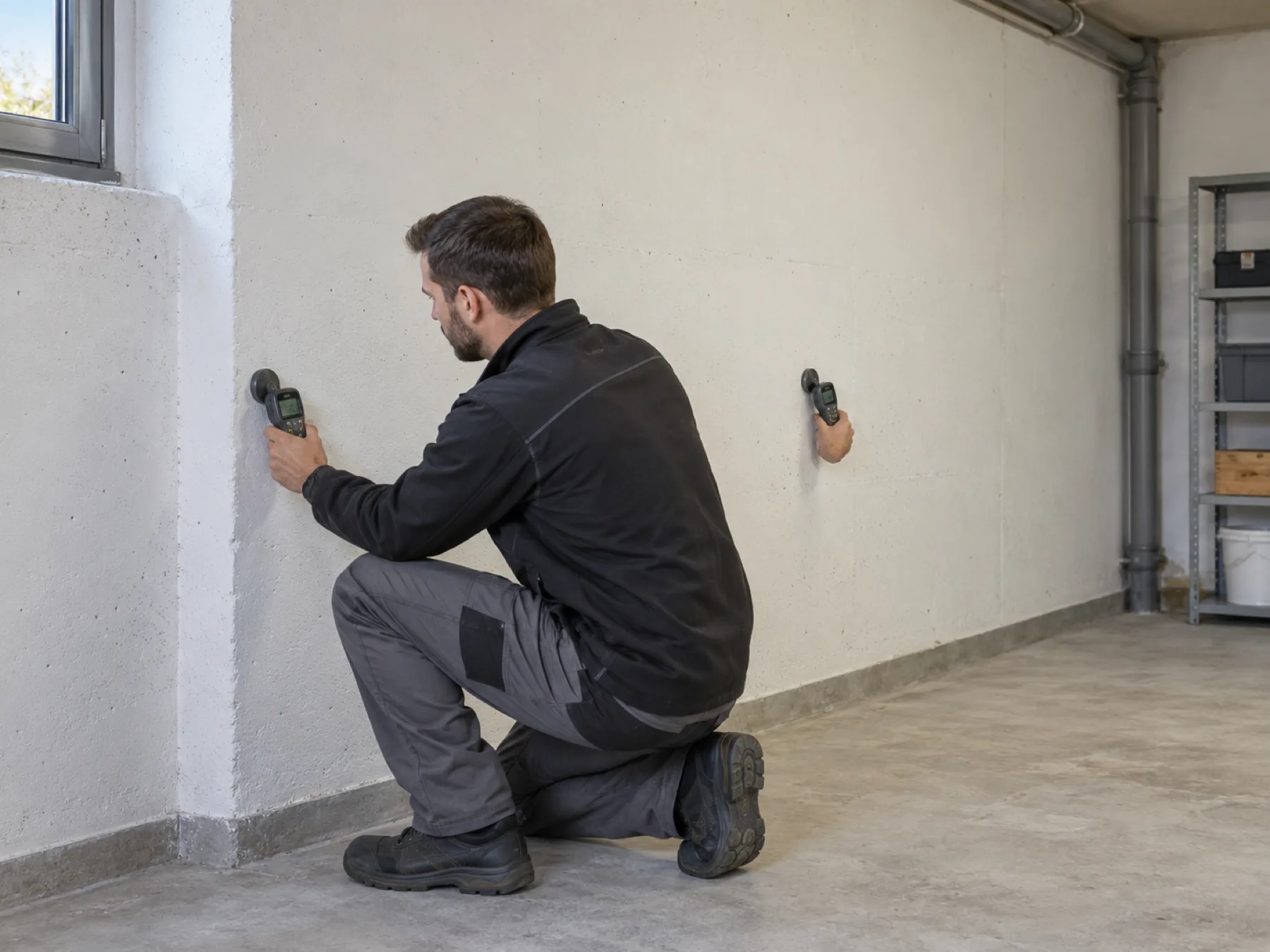 Vergleich von Messpunkten an einer Kellerwand