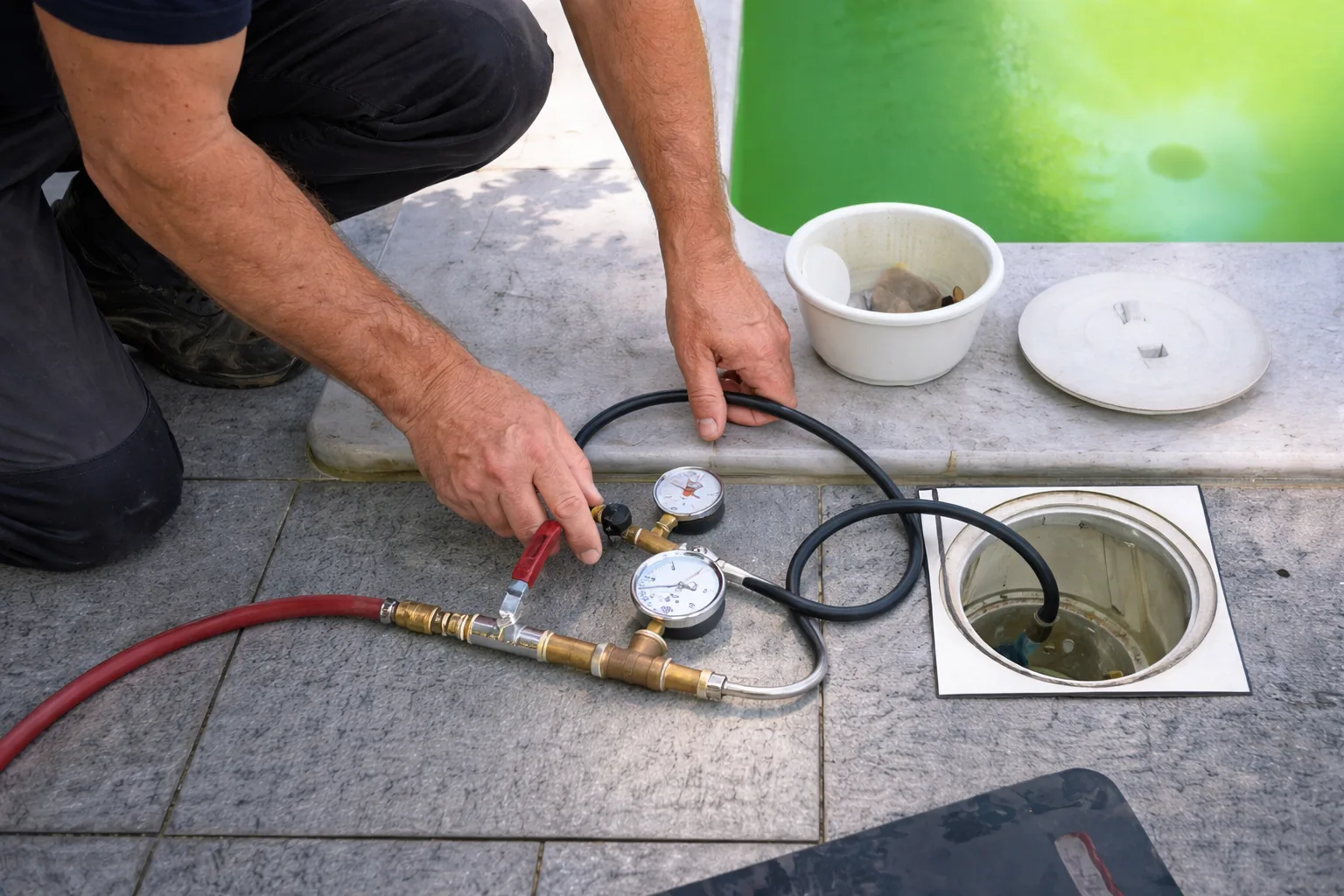 Pool Leckortung an einer Poolanlage in Wien